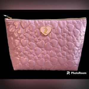 NWT•Juicy Couture Lavender Puffy Hearts Cosmetic Bag w/bonus travel bottle